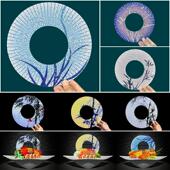 三文鱼海鲜姿造摆盘装 饰亚克力圆环摆件刺身火锅菜品拼盘背景点缀