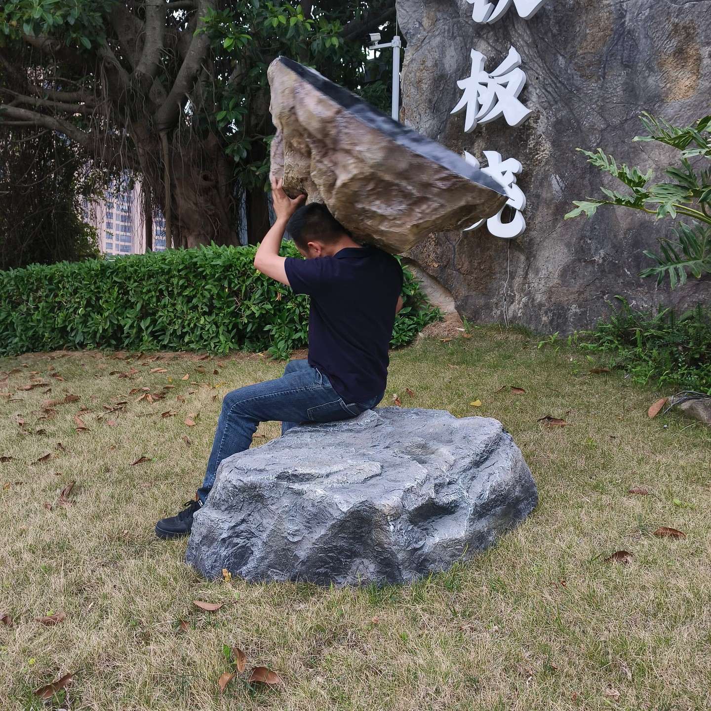 井盖遮挡装饰品彷真石头