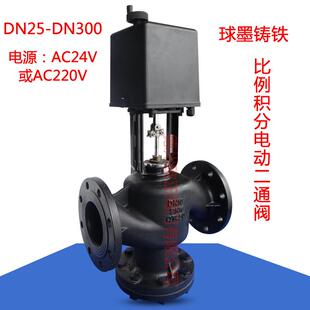 比例积分电动二通阀比例调节阀法兰流量调节阀dn100球磨铸铁