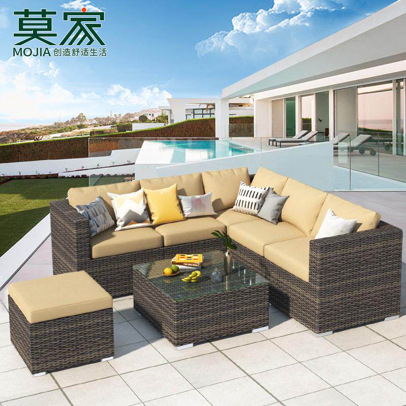 莫家户外沙发组合庭院室外客厅藤艺休闲露台露天藤编藤椅沙发