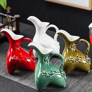 家用白酒壶中式 陶瓷酒具酒壶套装 宫廷创意分酒器仿古风梅月壶半斤