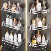 卡贝304不锈钢浴室置物架 2层洗澡间淋浴房卫生间壁挂三角架挂件