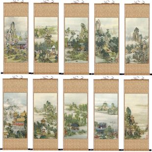 清 陈枚 山水楼阁条幅挂画办公室山水画卷轴画国画仿古画中国风