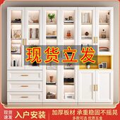 实木生态板书柜轻奢玻璃门落地简约现代家用防尘整墙一体办公书架