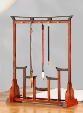 实木质毛笔架毛笔挂 新中式创意展示架工艺品 书房办公室桌面摆件
