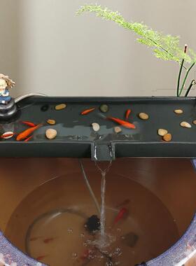 创意陶瓷鱼缸过滤养鱼大水缸造景流水器简约摆件假山鱼池水池配件