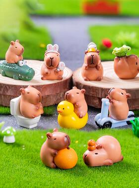 可爱卡皮巴拉水豚模型 情绪稳定治愈系小物件工位电脑装饰品摆件