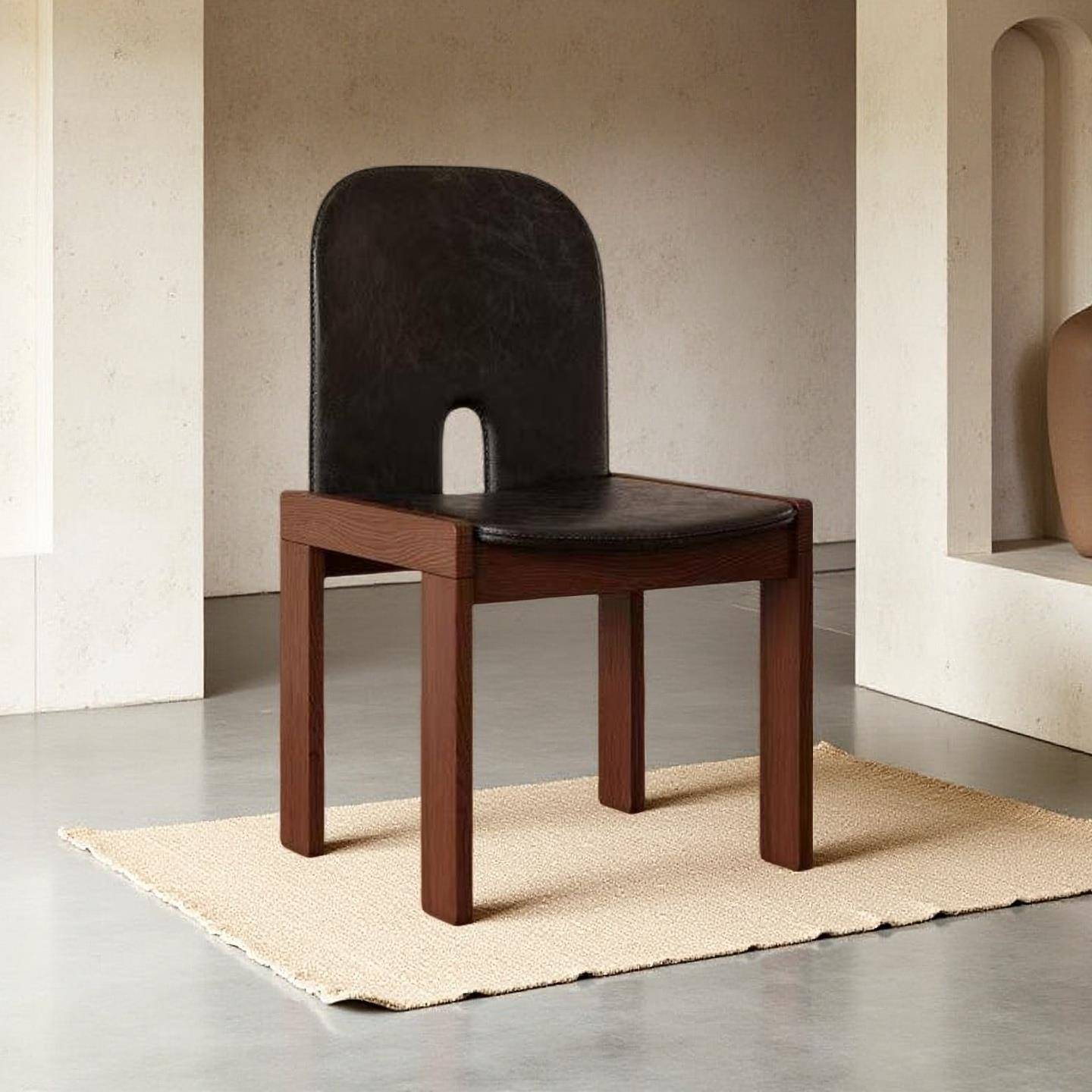 OMEAN覆古家用中古北欧餐椅椅靠背椅简约现代实木客厅设计师阳台