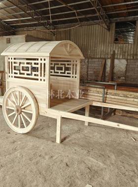 复古马车摆件实木仿古马车创意景区景观古代战车明清古典马车定制