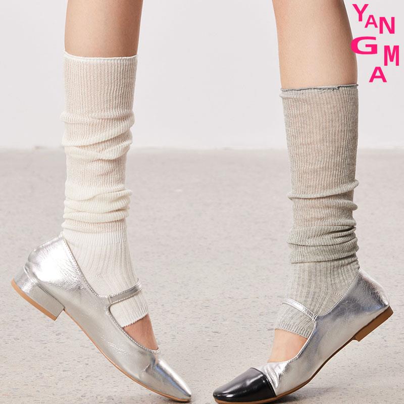 YANGMA 芭蕾风白色袜套百搭春秋薄款y2k显瘦堆堆袜踩脚小腿袜腿套