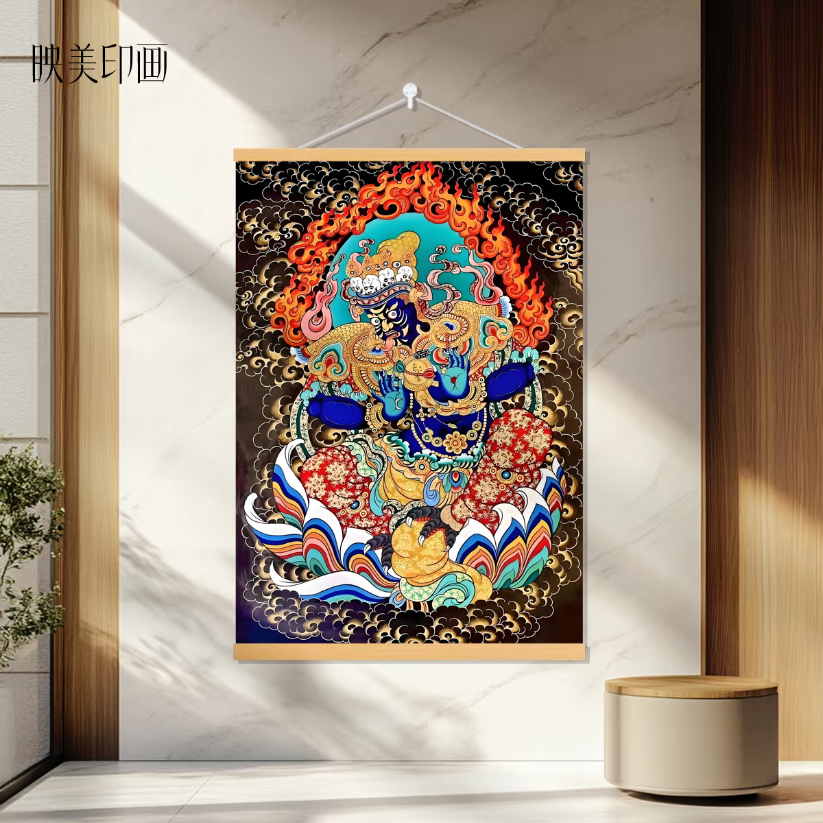 藏式唐卡扎基拉姆唐卡像招财进宝客厅玄关走廊卧室挂画装饰供奉图
