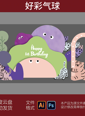 小红书爆款多巴胺宝宝宴百日满月宴周岁生日布置背景kt板素材aips