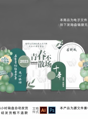 绿色清新森系学校开学毕业典礼十周年同学聚会布置设计素材