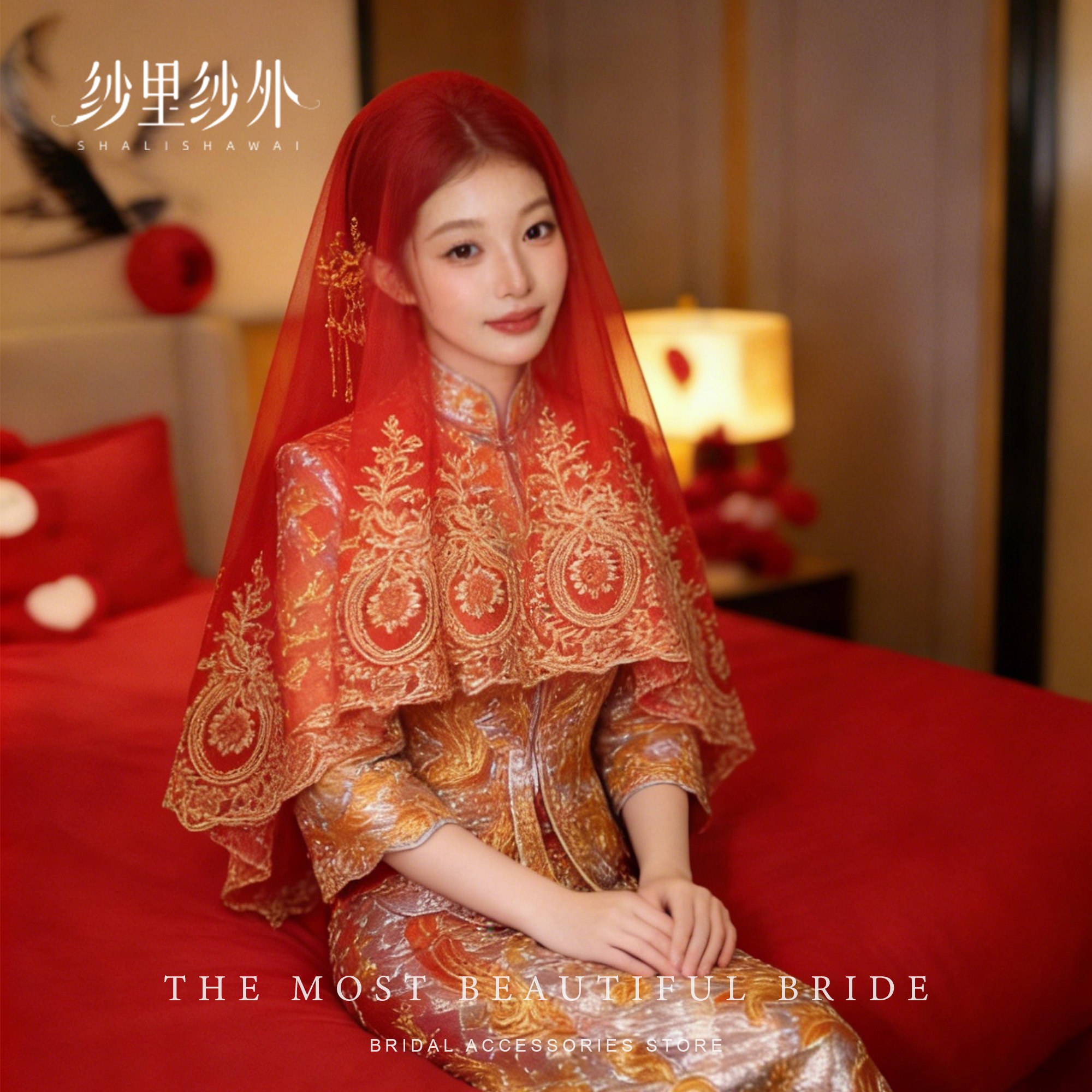 红盖头新娘金线奢华感凤
