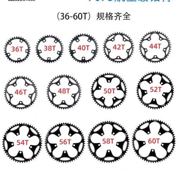 五爪110/130BCD公路车自行车单速盘片36T42T50T60T正负齿改装单盘