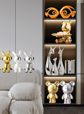 2023新款轻奢现代高档工艺品电镀银摆件家居客厅电视柜Z酒柜装饰