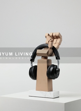 样板间民宿酒店大理石底座t装饰摆饰现代创意艺术机械手造型收纳