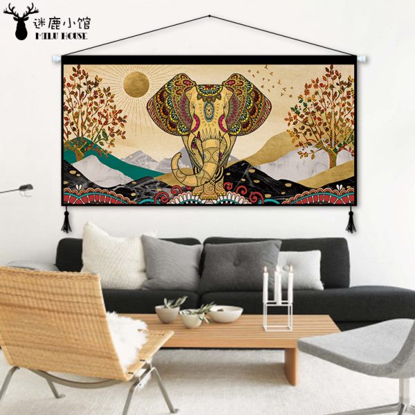 北欧轻奢风布艺挂画客厅沙发背景挂毯入户玄关装饰画卧室床头挂布图片