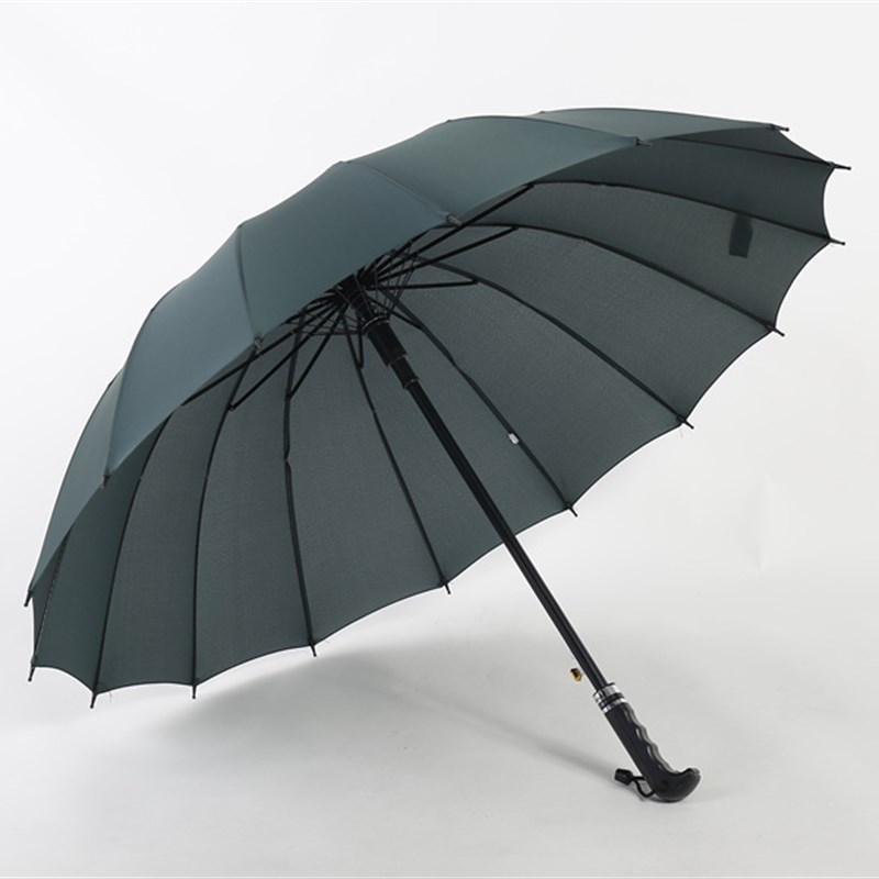 16骨纯素色自动长柄n伞商务男女通用晴雨抗风直杆伞定制logo印字