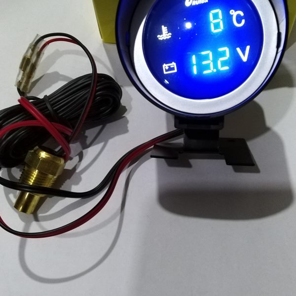 圆形汽车水温表12v货车智能水温电压表工程车挖掘机24v水温电压显