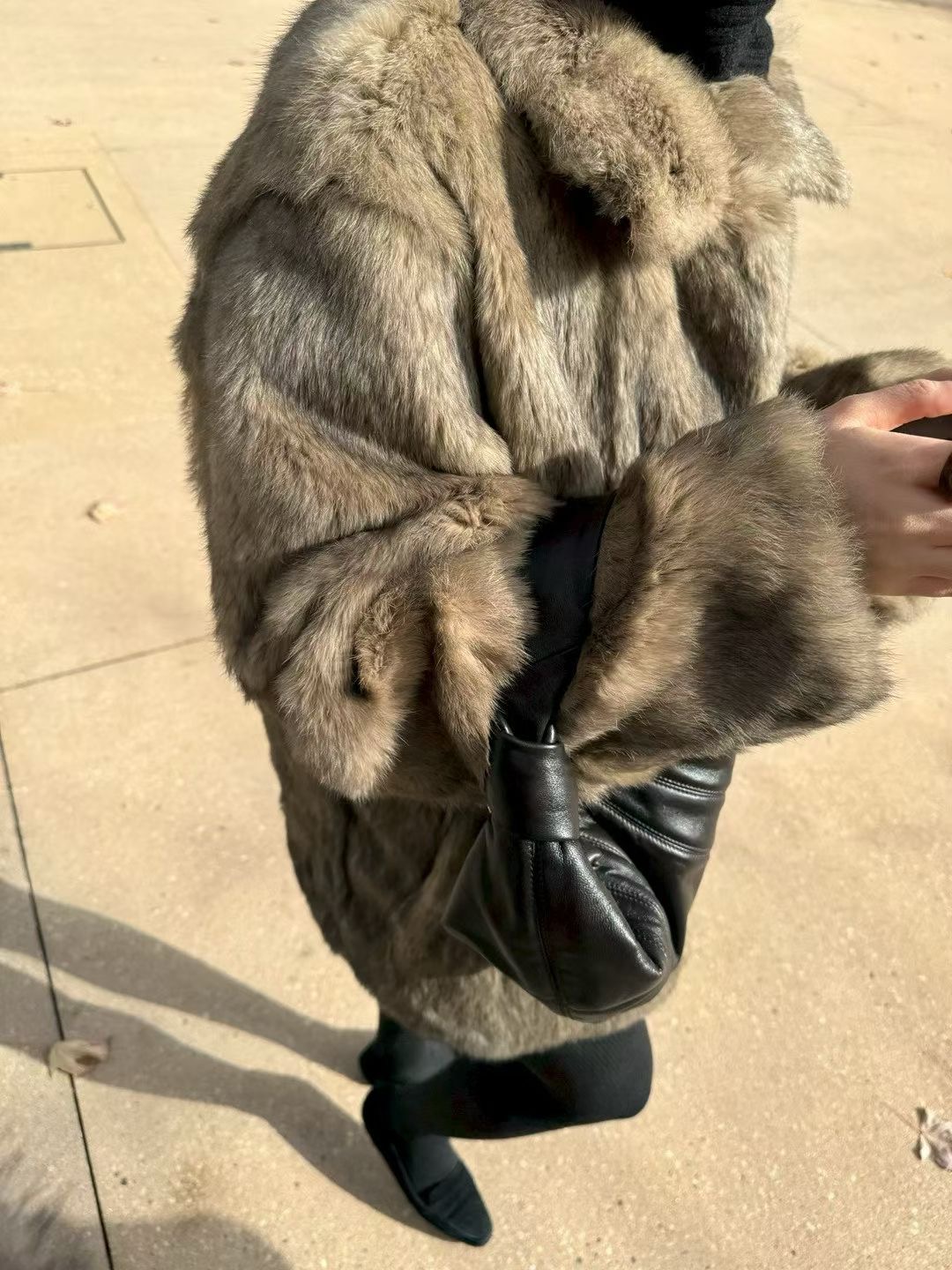 非真实价格：韩国Chic韩系休闲简约百搭兔毛皮草外套