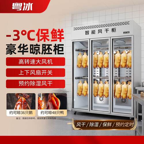 粤冰晾鸭柜商用烧鹅烧鸭烧腊挂肉柜保鲜烘干烤鸭风干冷藏智能晾胚