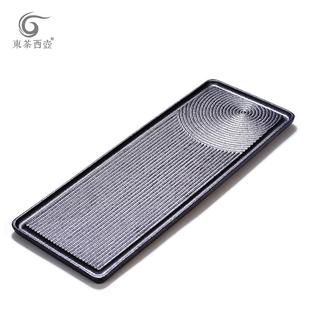 茶奉盘陶瓷茶具茶托盘小号茶台简约家用黑陶干泡茶盘 东茶西壶日式