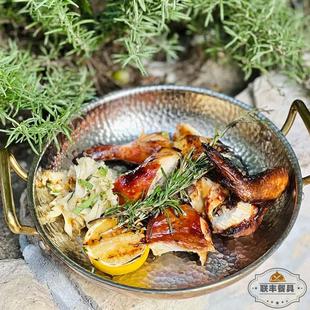 三层钢西班牙海鲜饭锅双耳加厚不锈钢牛排烩饭锅龙虾盆惠灵顿平盘