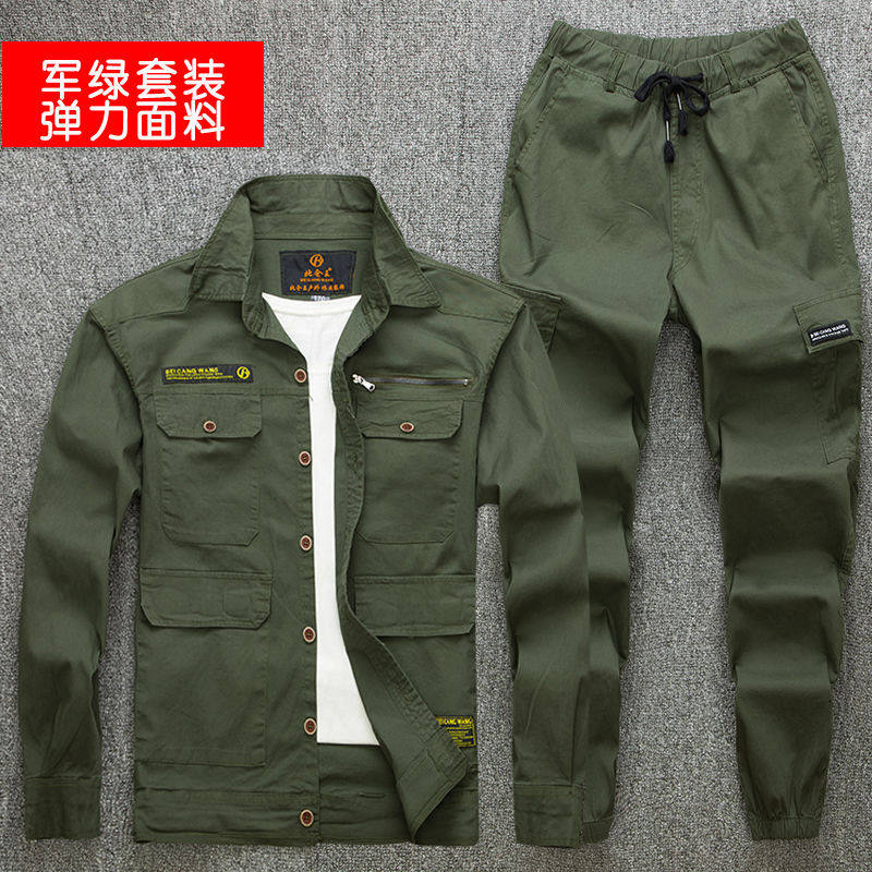 夏季薄款迷彩工作服弹力套装男女焊工多口袋长袖耐磨定制工装