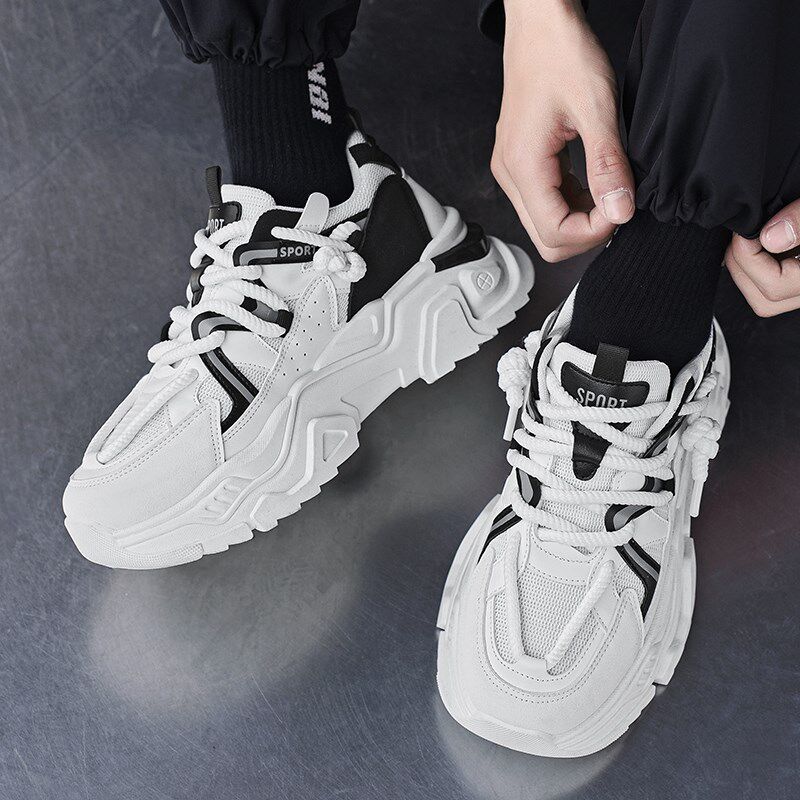 厚底老爹鞋男鞋夏季透气网面2025新款青少年运动休闲跑步增高