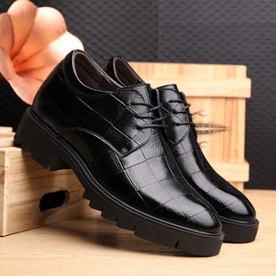 内增高男鞋10cm隐形增高鞋春季厚底潮流商务结婚增高皮鞋男8cm
