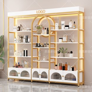 化妆品展示架美容院理发店产品展示柜多层简约带灯置物架陈列货架