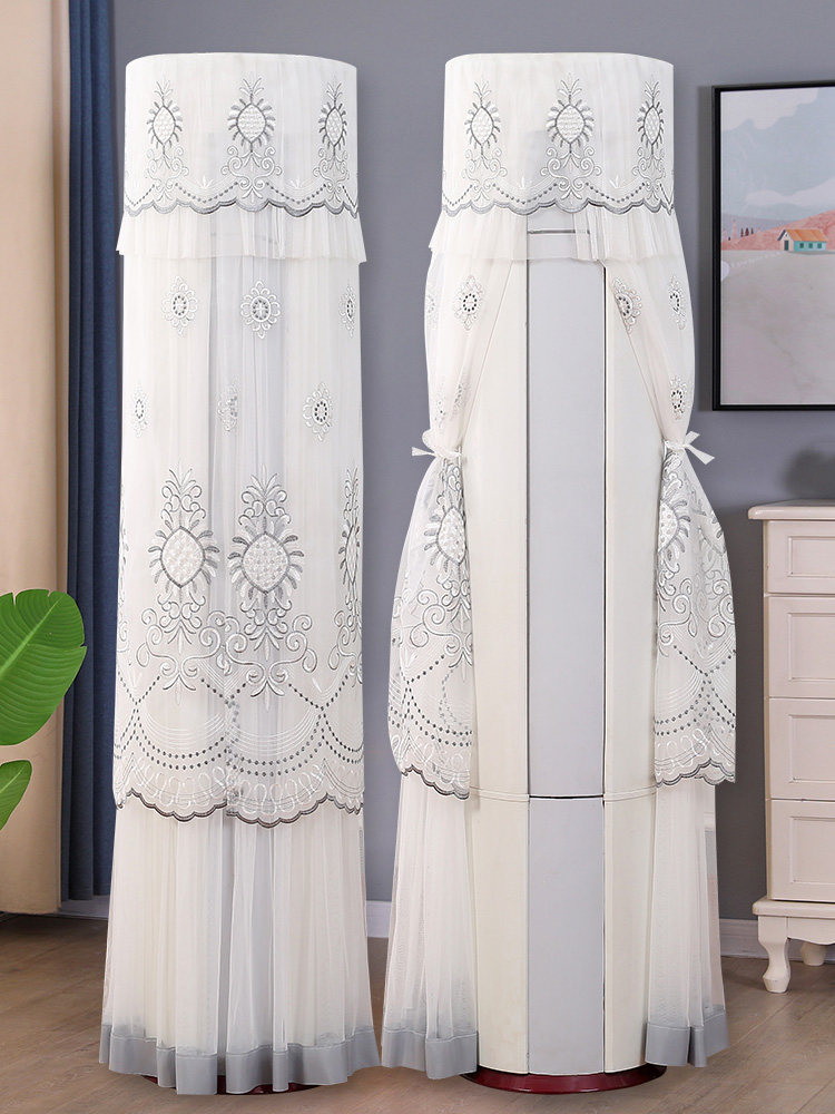 新款圆柱空调防尘罩立式柜机开机C不取盖布保护罩柜式蕾丝空调套