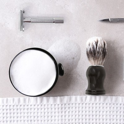 胡须陶瓷打泡碗胡子刷男士刮胡刷剃须泡沫碗专用起泡皂刷软毛胡刷