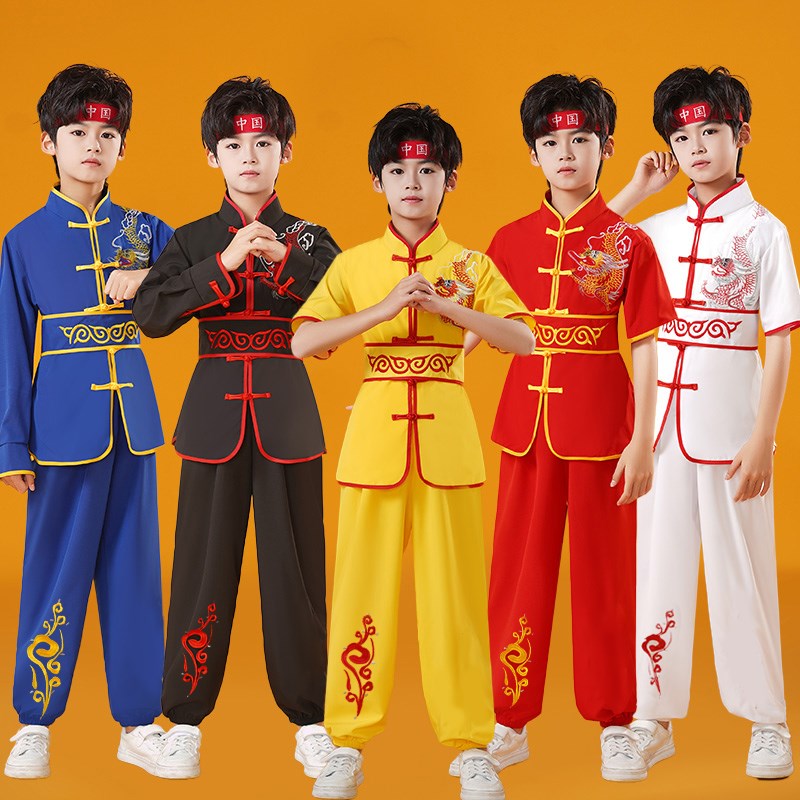 儿童武术服中小学生武术操表演服中国风运动会服装打鼓服舞龙狮服