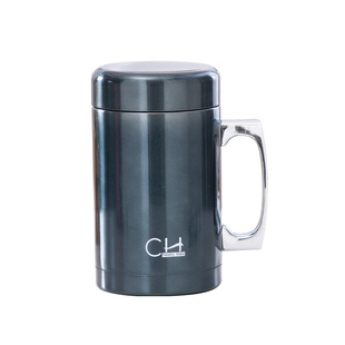 陶瓷内胆保温杯不锈钢外壳真空保温杯带把手柄商务办公茶杯礼品杯