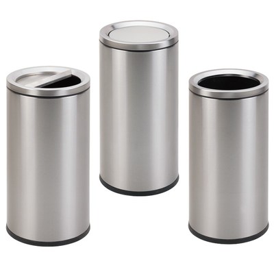 港式桶不锈钢废纸桶烤漆翻盖垃圾桶大号商场果皮箱卫生间废纸篓