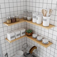 壁挂式一字隔板置物架墙角落上客厅装饰实木转角l型厨房置物层板