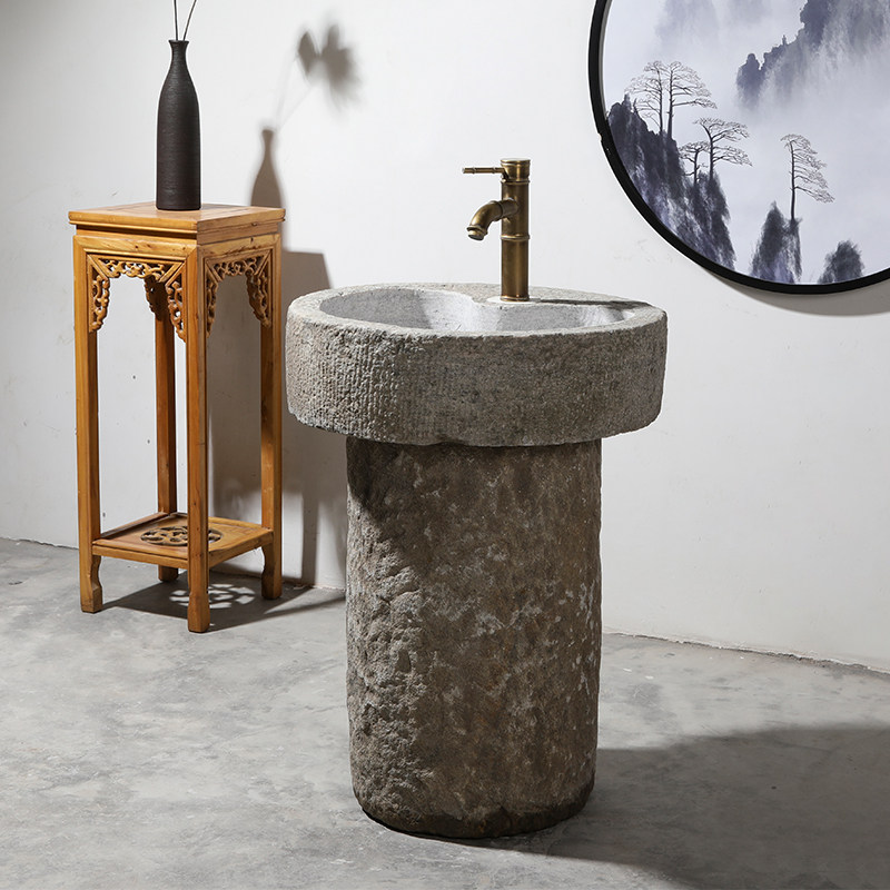 老石槽洗手盆圆形洗手台室外水槽庭院石头墩布池石盆X洗衣槽拖把