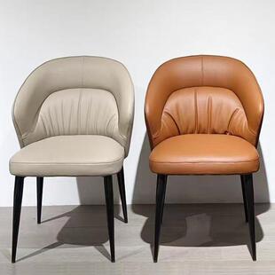 轻奢餐椅现代家用独立弹簧坐包意式高级感沙发坐感洽谈酒店接待椅