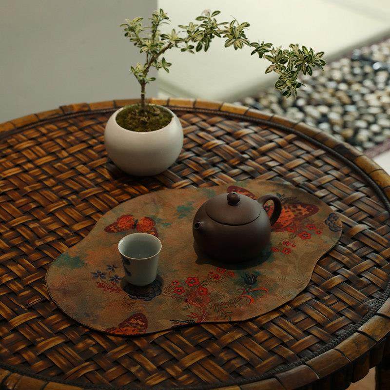 香云纱海棠干泡茶垫印花茶席茶台茶桌垫子隔热空间装饰茶道零配件,居家布艺,茶席,淘宝优惠券,粉丝福利购,淘宝优惠卷