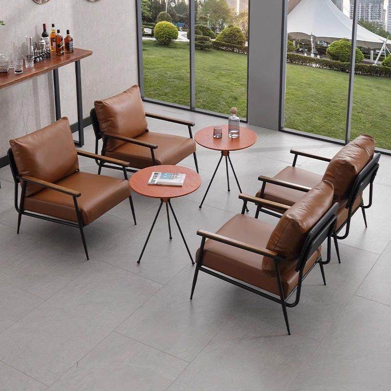 咖啡厅桌椅组合复古铁艺沙发酒吧接待洽谈甜品休息区餐厅休闲椅子