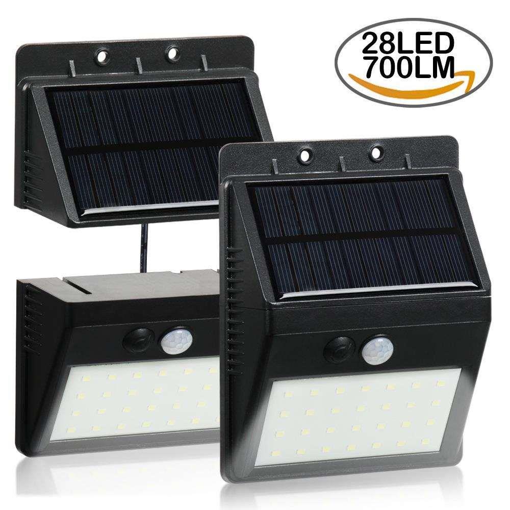 跨境太阳能灯人体感应5W户外庭院灯防水28LED投光灯花园楼梯壁灯