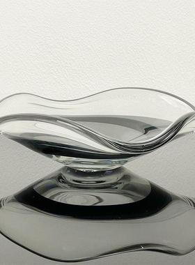 现代简约欧式轻奢灰色玻璃果盘摆盘摆件样板房售楼处软装饰品摆设
