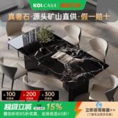 进口黑玫瑰奢石餐桌高级感大理石餐桌家用餐桌轻奢高级感吃饭餐桌