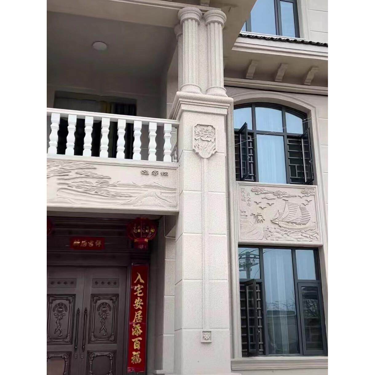 别墅柱花悬挂花外墙浮雕画装饰画Eps腰线柱装饰垂饰浮雕三角花