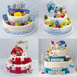 蛋糕模型人工2025新流行卡通儿童男女毕业季双层样品可定制