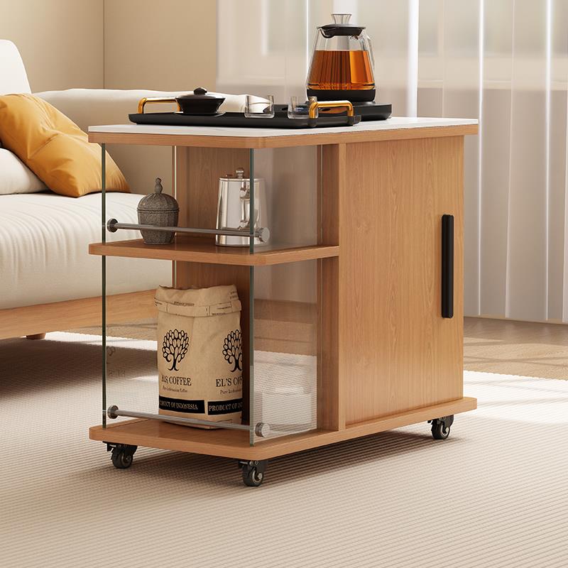 移动茶台小推车客厅多功能茶桌边几阳台储物柜子实木茶水沙发边柜