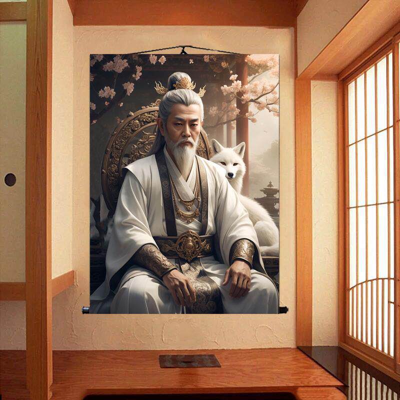 胡三太爷太奶画像挂画东北出马堂口供奉像四大家族神像狐狸装饰画