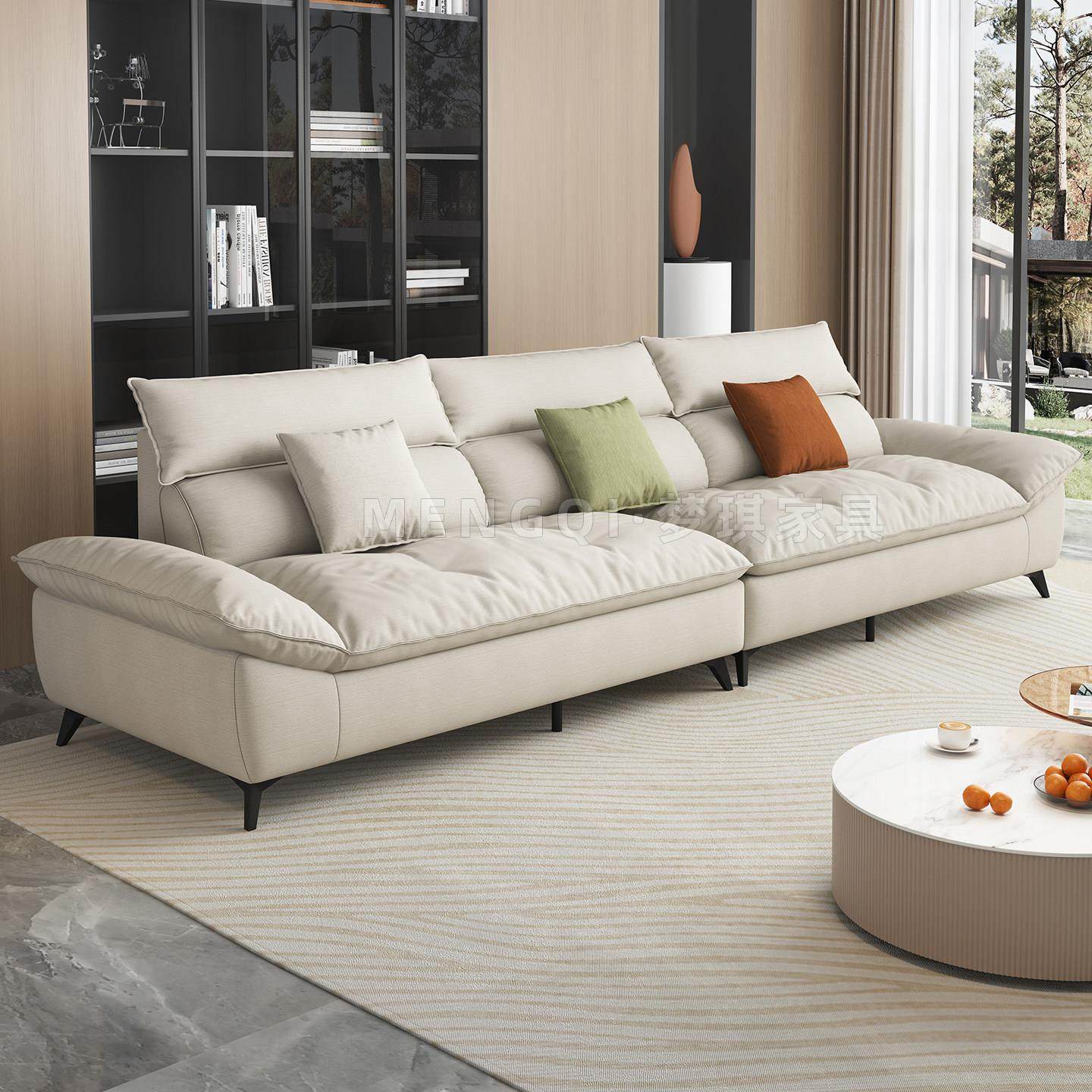 现代简约帆船布艺沙发雪尼尔棉麻全拆洗乳胶海绵直排客厅组合三人